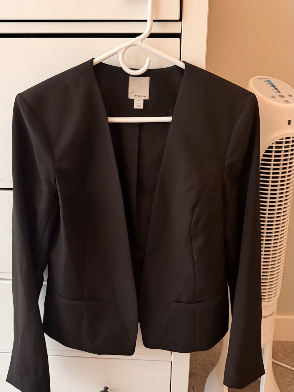 Halogen Black Collarless Open-Front Blazer